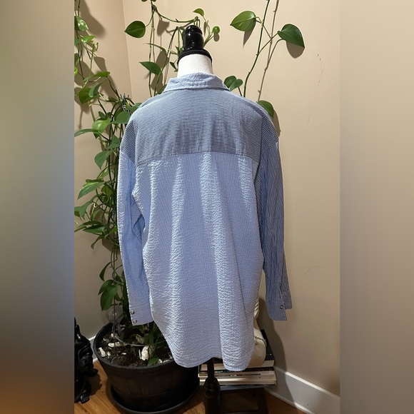 Together Blue and White Striped Women's Shirt - Picture 2 of 13